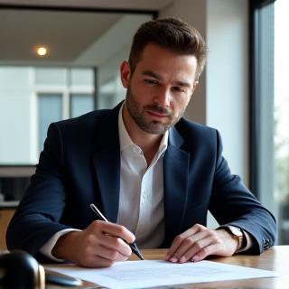 A legal professional reviewing a music contract